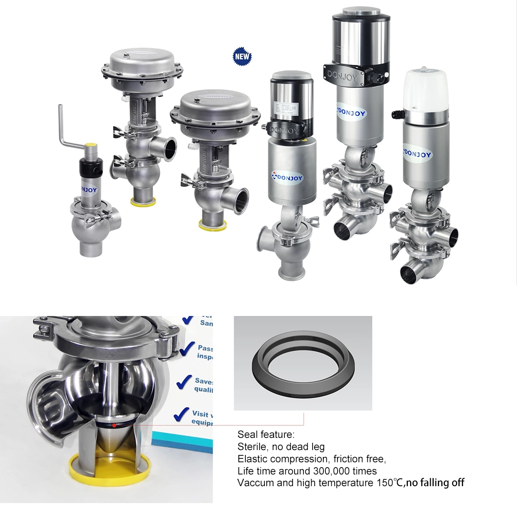 SS316L Stainless Steel Pneumatic 2  Way Divert Seat Valve With Control Head 1