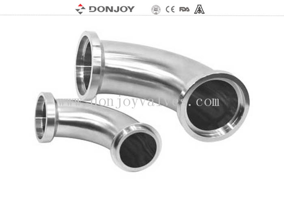 1-6" Clamped sanitary 90 degree welded elbow for inch, DIN standard, 180Grit Polished