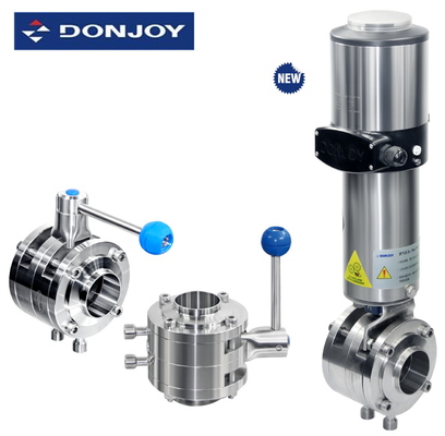 Sanitary pneumatic threaded butterfly valves, Stainless Steel acutator valves,Control Valves