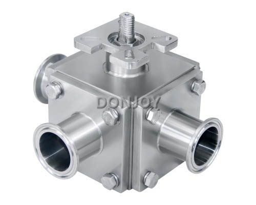 Sanitary Ball Valve Aluminum pneumatic actuator three-way non-retention L type and full port