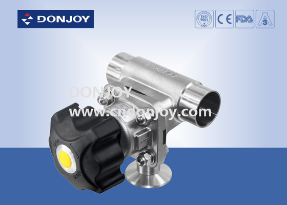 Three - Way SS Sanitary Diaphragm Valve Pneumatic Operation SS316L T Type