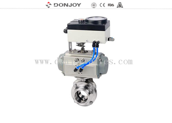 Sanitary 10" Pneumatic Butterfly Valves With Double acting Aluminum Actuator Stainless Steel 304 316L